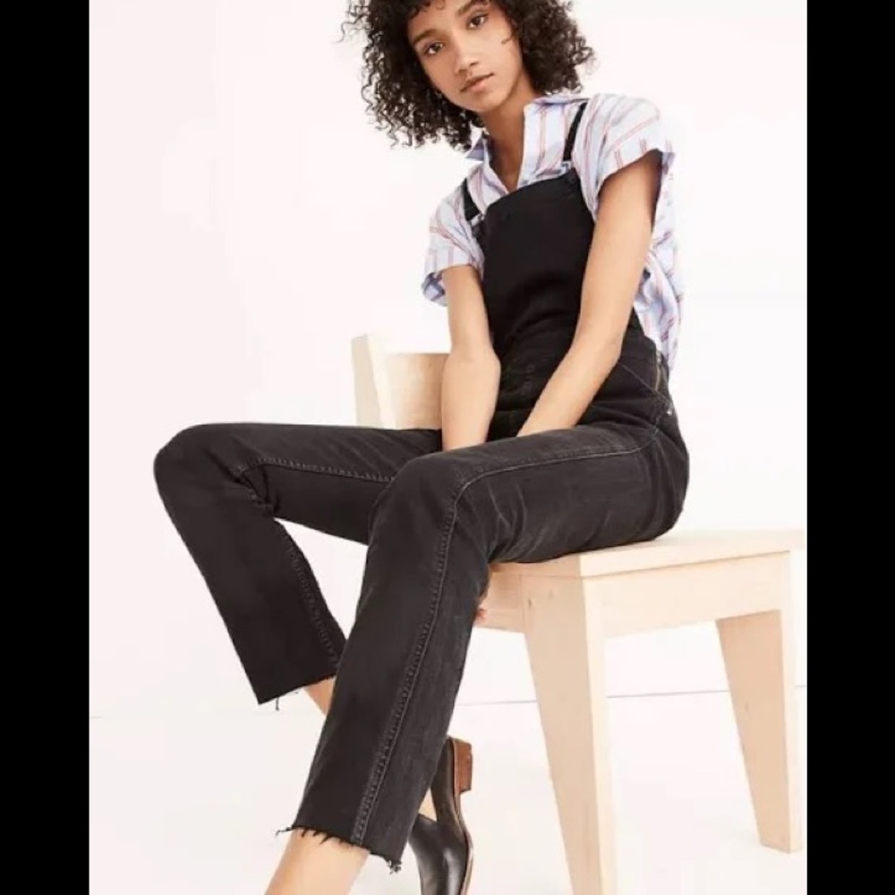 Madewell Skinny Overalls In Lunar Wash Black Denim